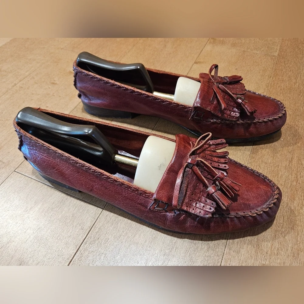 ​COLE HAAN Men’s 10.5 M Burgundy Leather Kiltie Tassel Loafers | Pinch Heritage